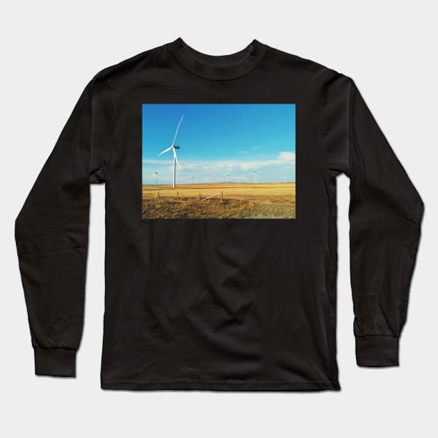 Wind turbine, Pincher Creek, Alberta, Canada. Long Sleeve T-Shirt by Nalidsa